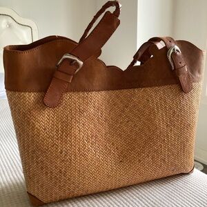 San Diego Hat Company Brown and Tan Woven Tote Bag